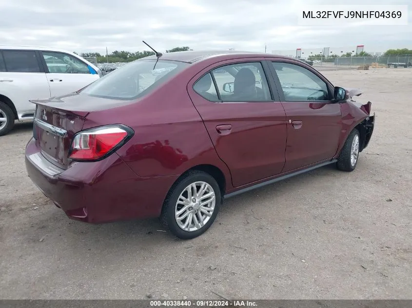 2022 Mitsubishi Mirage G4 Se VIN: ML32FVFJ9NHF04369 Lot: 40338440