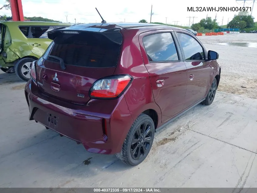 2022 Mitsubishi Mirage Black Edition VIN: ML32AWHJ9NH004971 Lot: 40372335