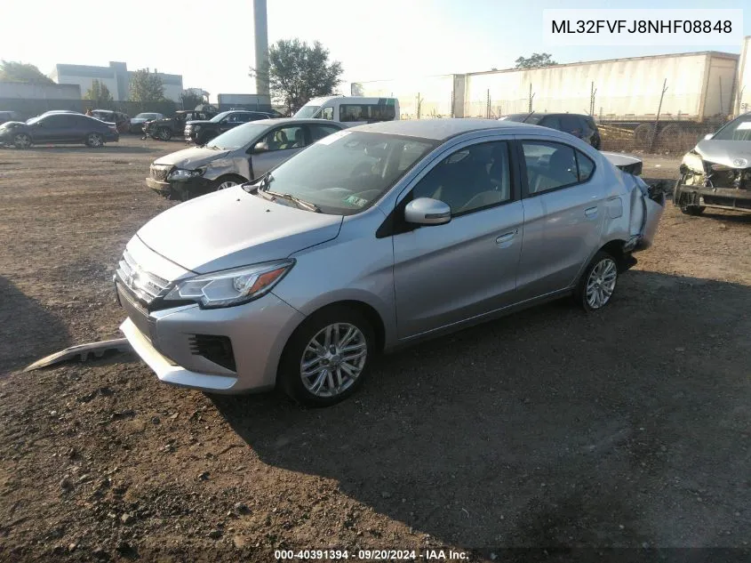 2022 Mitsubishi Mirage G4 Se VIN: ML32FVFJ8NHF08848 Lot: 40391394