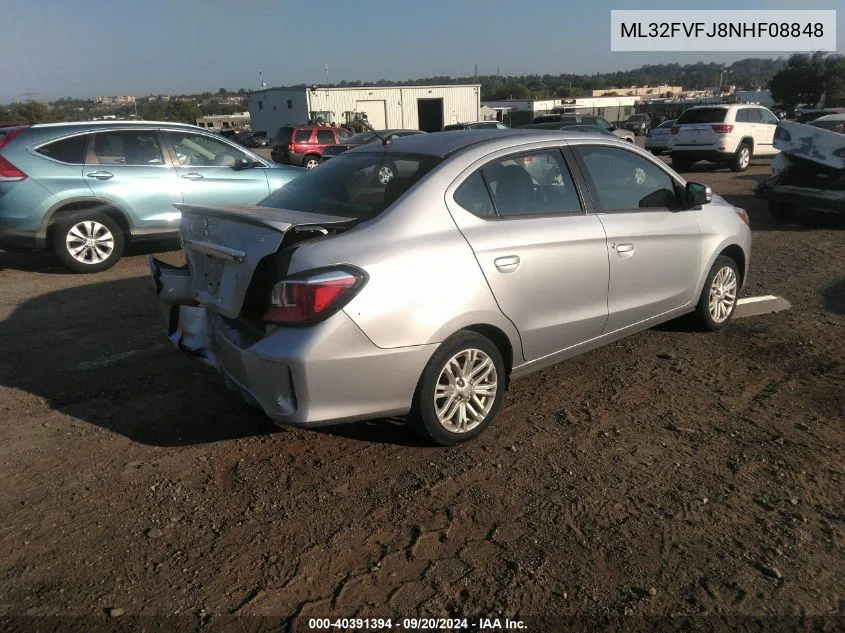 2022 Mitsubishi Mirage G4 Se VIN: ML32FVFJ8NHF08848 Lot: 40391394