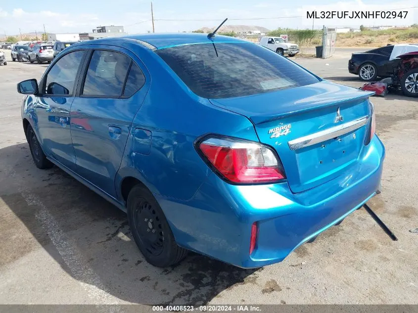 2022 Mitsubishi Mirage G4 Es VIN: ML32FUFJXNHF02947 Lot: 40408523