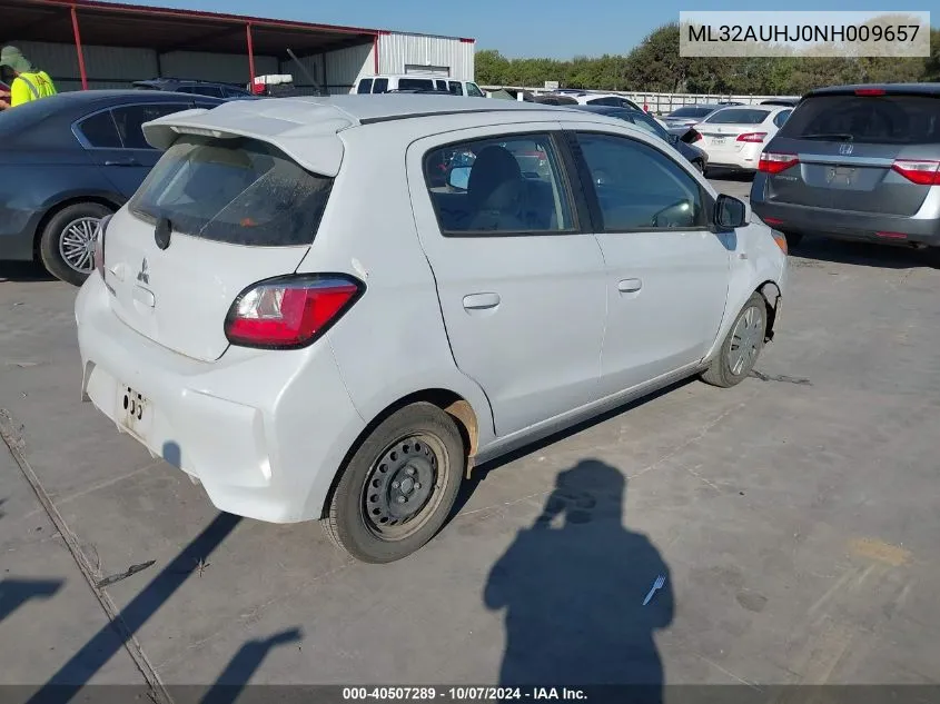 2022 Mitsubishi Mirage Es/Le VIN: ML32AUHJ0NH009657 Lot: 40507289