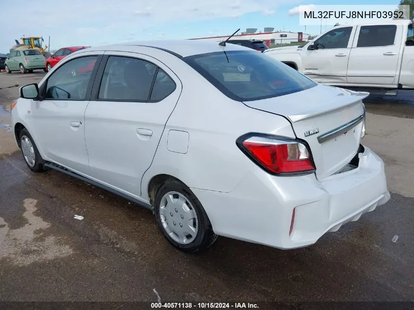 2022 Mitsubishi Mirage G4 Es VIN: ML32FUFJ8NHF03952 Lot: 40571138