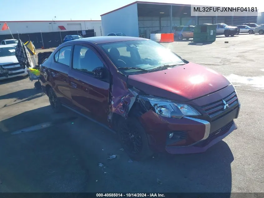 2022 Mitsubishi Mirage G4 Black Edition VIN: ML32FUFJXNHF04181 Lot: 40585014