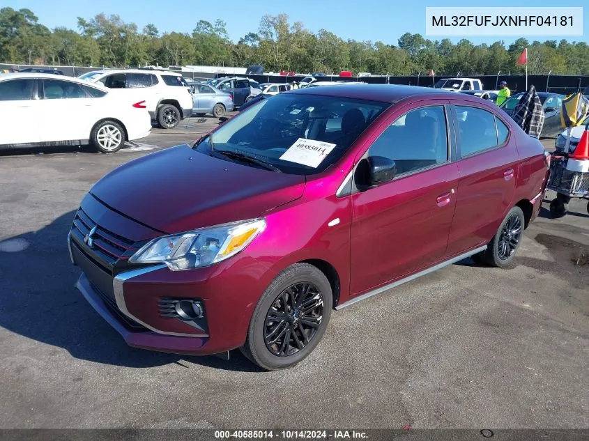 2022 Mitsubishi Mirage G4 Black Edition VIN: ML32FUFJXNHF04181 Lot: 40585014