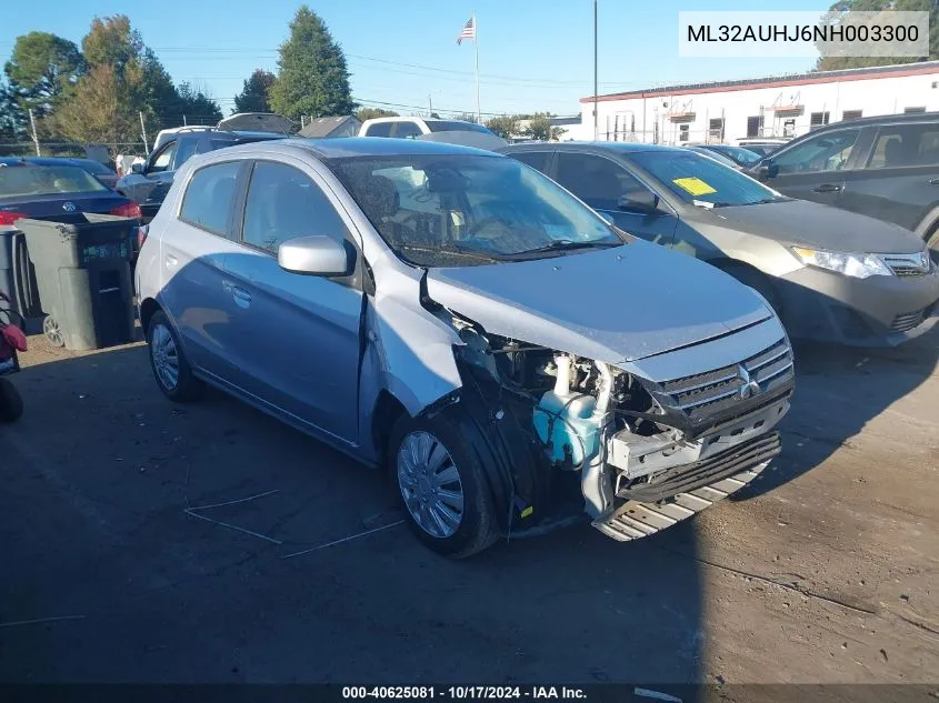 2022 Mitsubishi Mirage Es/Le VIN: ML32AUHJ6NH003300 Lot: 40625081