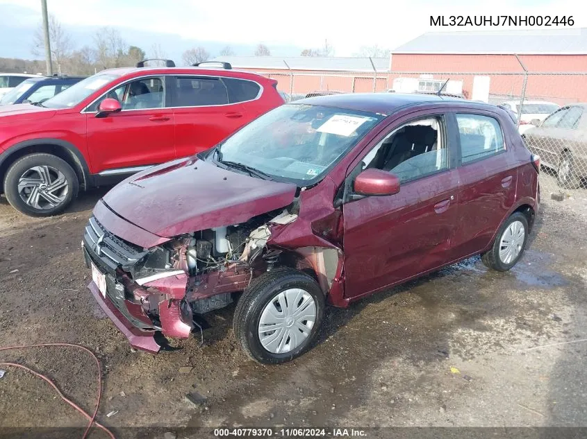 2022 Mitsubishi Mirage Es VIN: ML32AUHJ7NH002446 Lot: 40779370