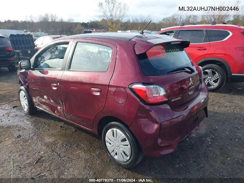 2022 Mitsubishi Mirage Es VIN: ML32AUHJ7NH002446 Lot: 40779370