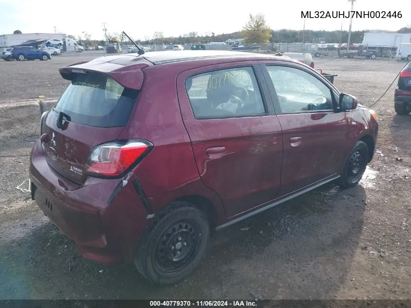 2022 Mitsubishi Mirage Es VIN: ML32AUHJ7NH002446 Lot: 40779370