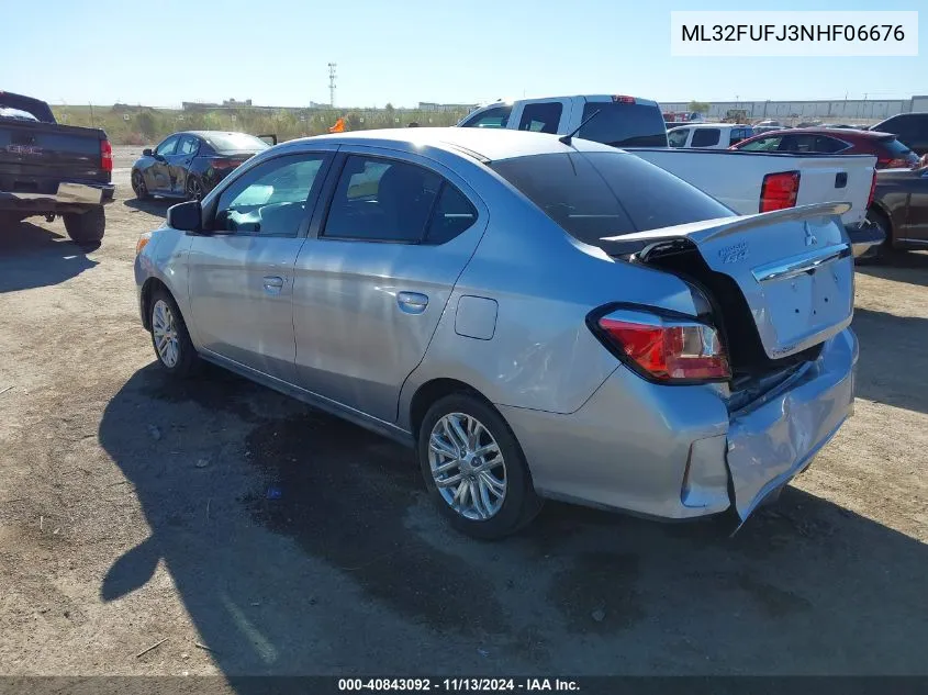 2022 Mitsubishi Mirage G4 Black Edition/Es/Le VIN: ML32FUFJ3NHF06676 Lot: 40843092