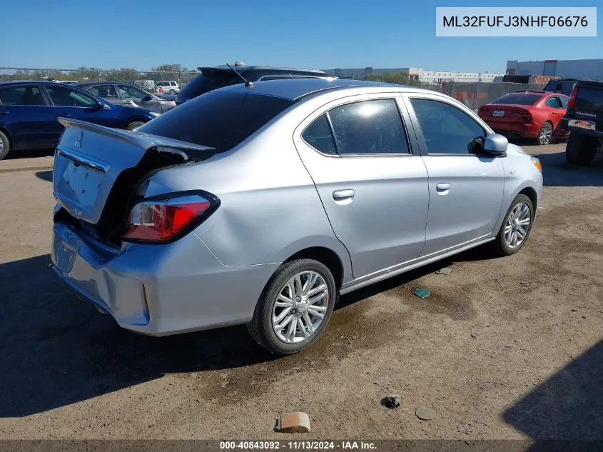 2022 Mitsubishi Mirage G4 Black Edition/Es/Le VIN: ML32FUFJ3NHF06676 Lot: 40843092