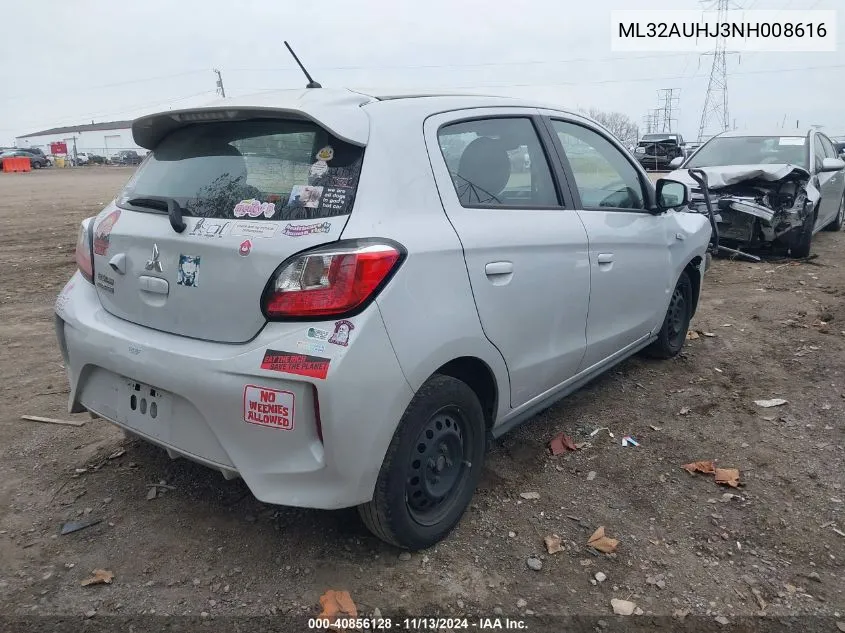 2022 Mitsubishi Mirage Es VIN: ML32AUHJ3NH008616 Lot: 40856128