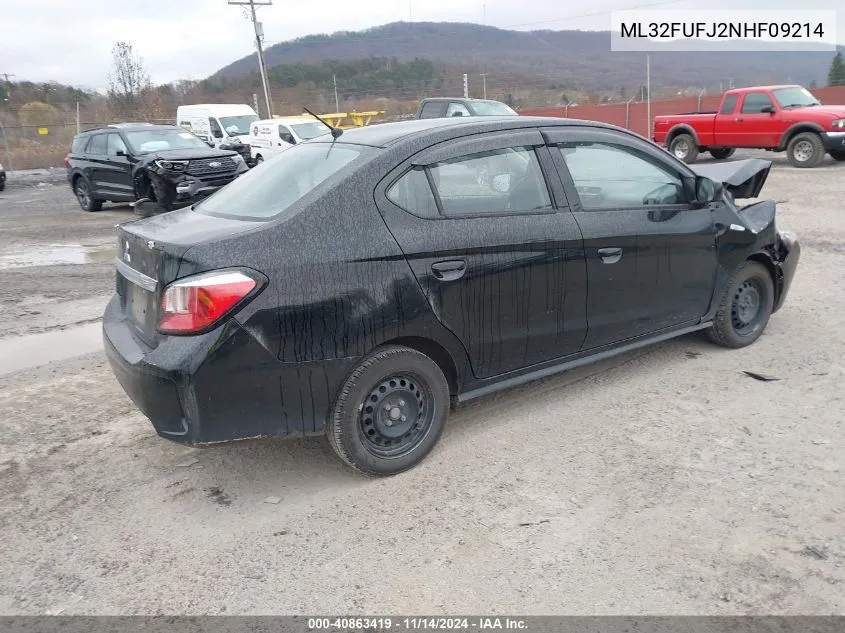 2022 Mitsubishi Mirage G4 Black Edition/Es/Le VIN: ML32FUFJ2NHF09214 Lot: 40863419