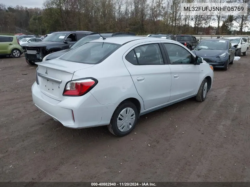 2022 Mitsubishi Mirage G4 Es VIN: ML32FUFJ5NHF05769 Lot: 40882940