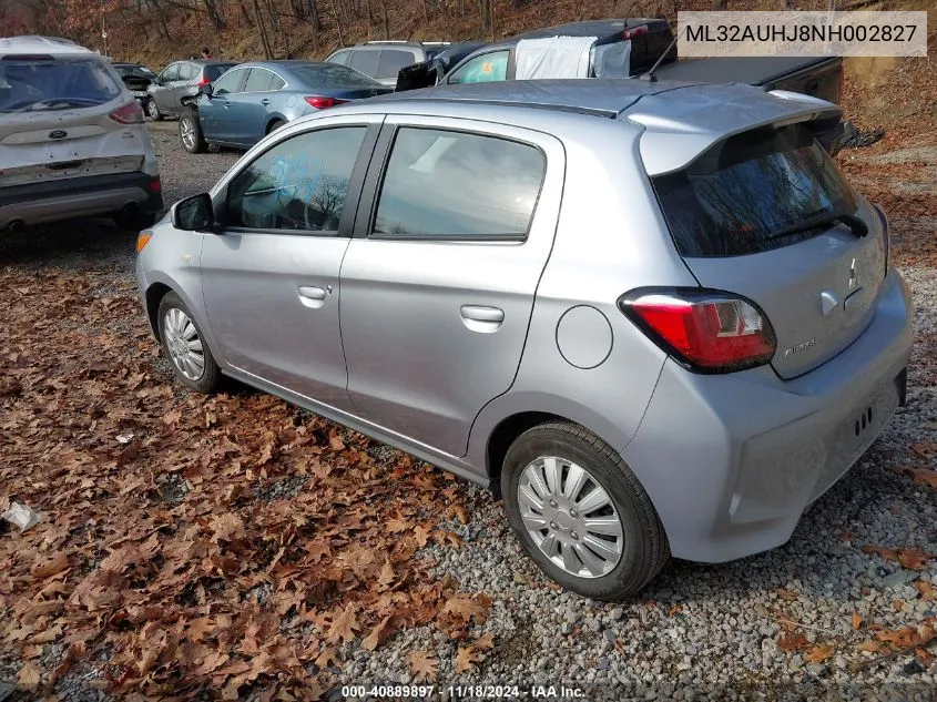 2022 Mitsubishi Mirage Es/Le VIN: ML32AUHJ8NH002827 Lot: 40889897