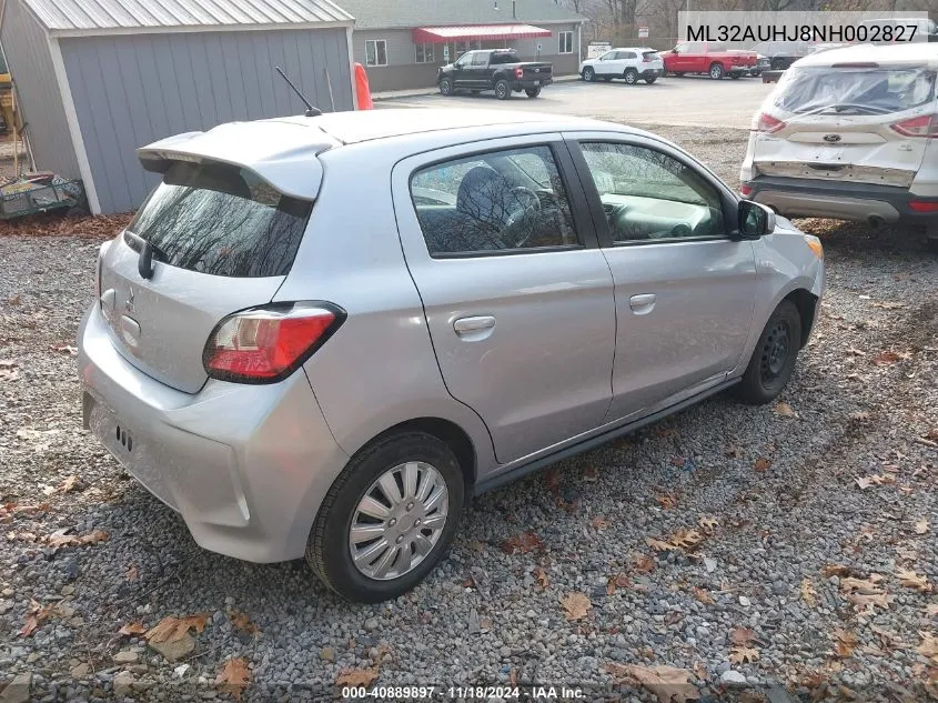 2022 Mitsubishi Mirage Es/Le VIN: ML32AUHJ8NH002827 Lot: 40889897