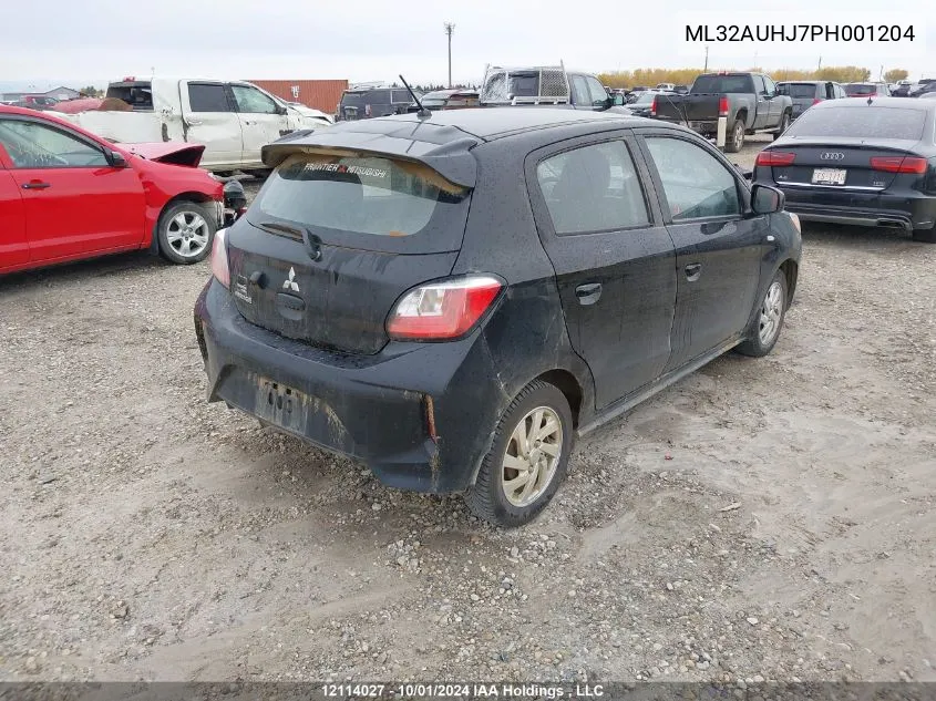 2023 Mitsubishi Mirage VIN: ML32AUHJ7PH001204 Lot: 12114027