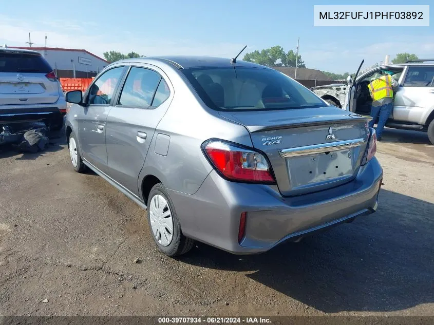 2023 Mitsubishi Mirage G4 Es VIN: ML32FUFJ1PHF03892 Lot: 39707934