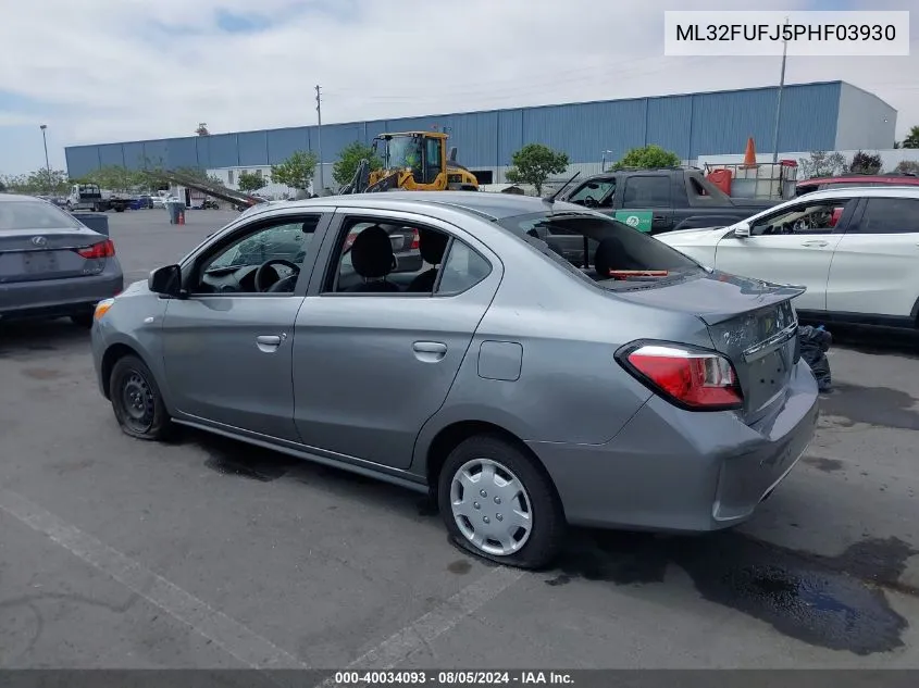 2023 Mitsubishi Mirage G4 Es VIN: ML32FUFJ5PHF03930 Lot: 40034093