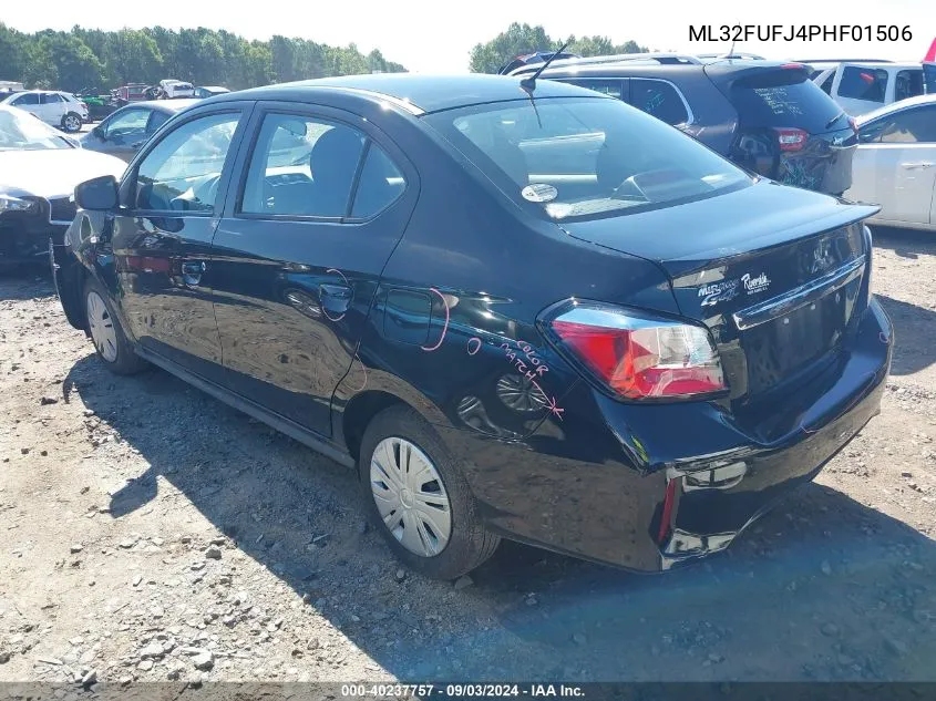 2023 Mitsubishi Mirage G4 Black Edition/Es/Le VIN: ML32FUFJ4PHF01506 Lot: 40237757