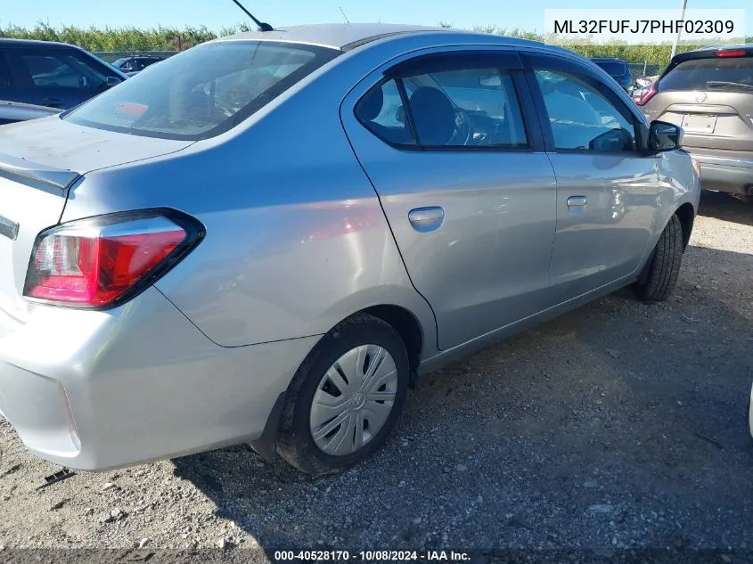 2023 Mitsubishi Mirage G4 G4 Es/G4 Le/G4 Black Edit VIN: ML32FUFJ7PHF02309 Lot: 40528170