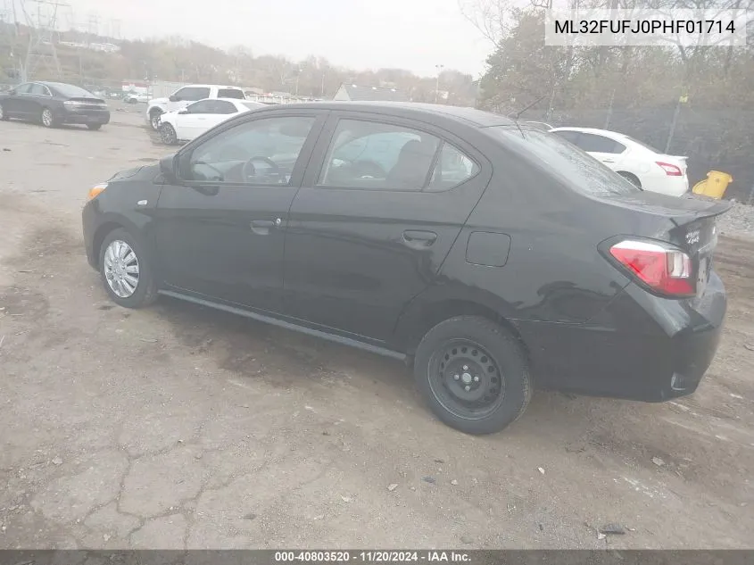 2023 Mitsubishi Mirage G4 Black Edition/Es/Le VIN: ML32FUFJ0PHF01714 Lot: 40803520