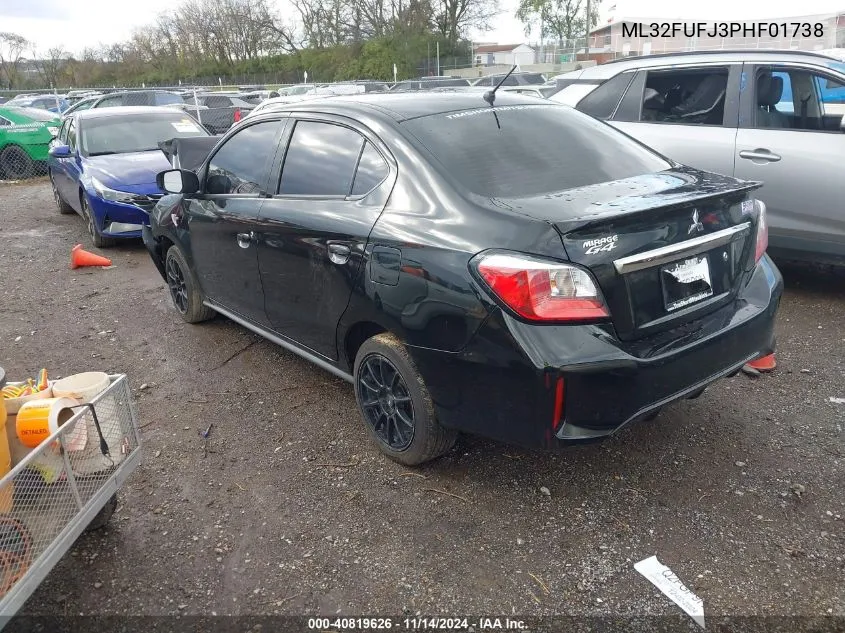 2023 Mitsubishi Mirage G4 Es VIN: ML32FUFJ3PHF01738 Lot: 40819626