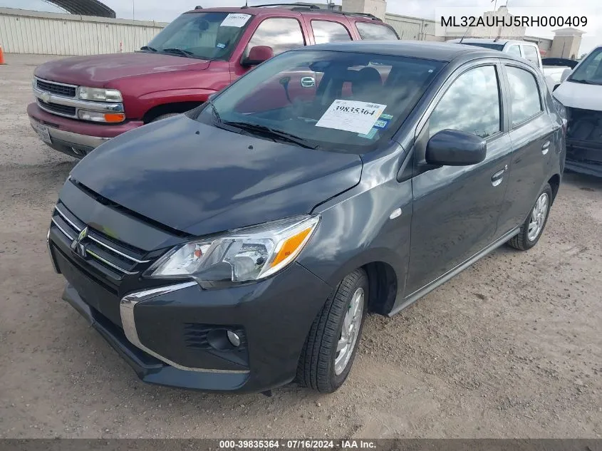 2024 Mitsubishi Mirage Es/Le VIN: ML32AUHJ5RH000409 Lot: 39835364