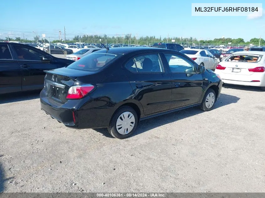 2024 Mitsubishi Mirage G4 Es VIN: ML32FUFJ6RHF08184 Lot: 40106361