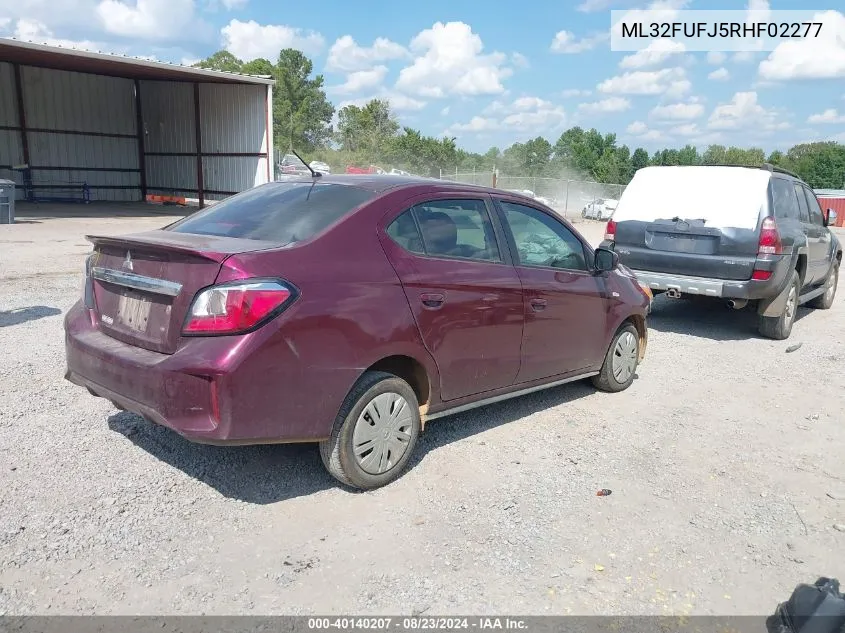 2024 Mitsubishi Mirage G4 Es VIN: ML32FUFJ5RHF02277 Lot: 40140207