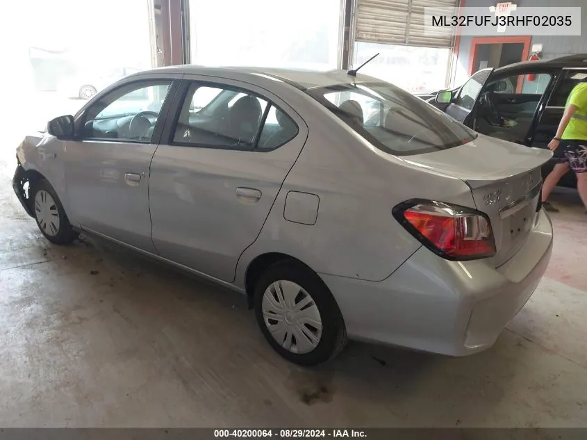 2024 Mitsubishi Mirage G4 Es VIN: ML32FUFJ3RHF02035 Lot: 40200064