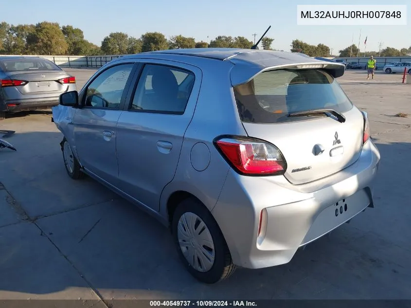 2024 Mitsubishi Mirage Es/Le VIN: ML32AUHJ0RH007848 Lot: 40549737