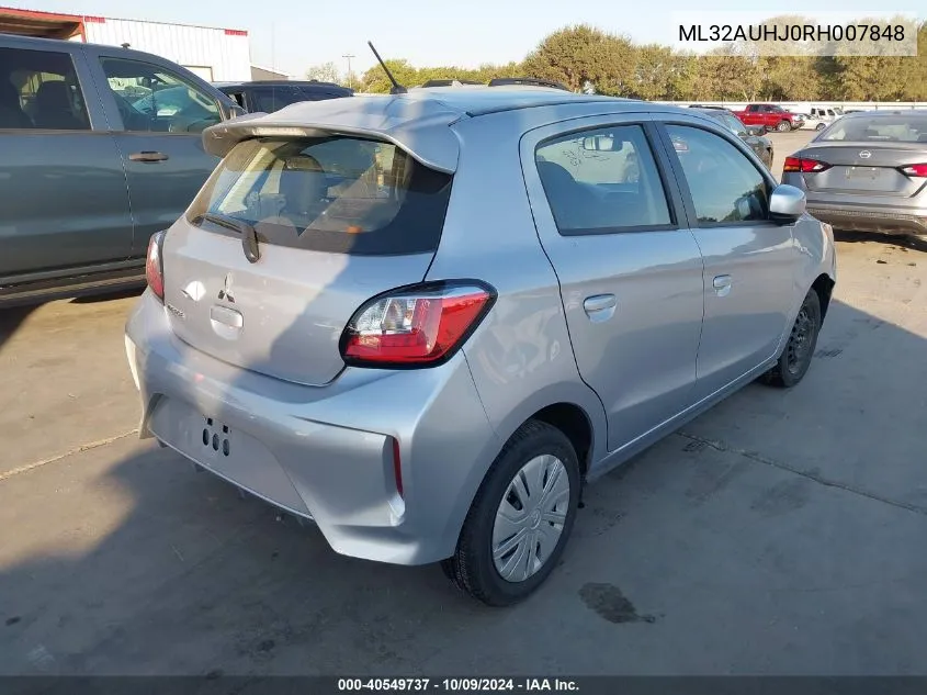 2024 Mitsubishi Mirage Es/Le VIN: ML32AUHJ0RH007848 Lot: 40549737