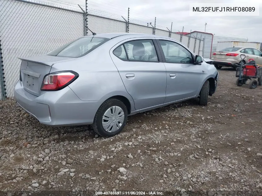 2024 Mitsubishi Mirage G4 Es VIN: ML32FUFJ1RHF08089 Lot: 40788697