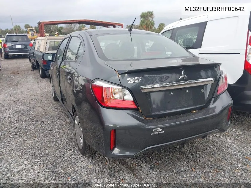 2024 Mitsubishi Mirage G4 Black Edition/Es/Le VIN: ML32FUFJ3RHF00642 Lot: 40795047