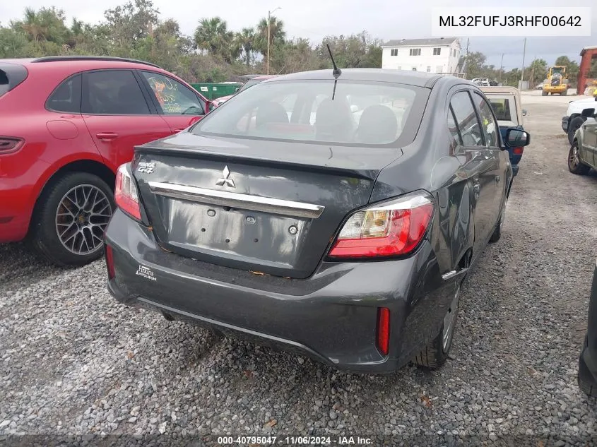 2024 Mitsubishi Mirage G4 Black Edition/Es/Le VIN: ML32FUFJ3RHF00642 Lot: 40795047