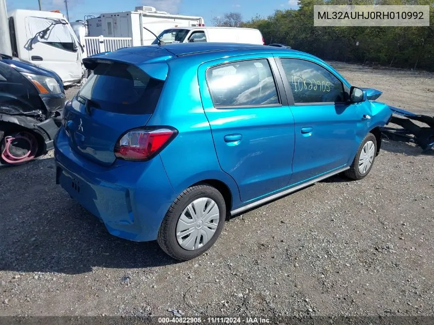 2024 Mitsubishi Mirage Es VIN: ML32AUHJ0RH010992 Lot: 40822905