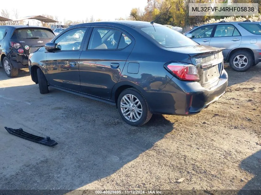 2024 Mitsubishi Mirage G4 Se VIN: ML32FVFJ4RHF05838 Lot: 40829695