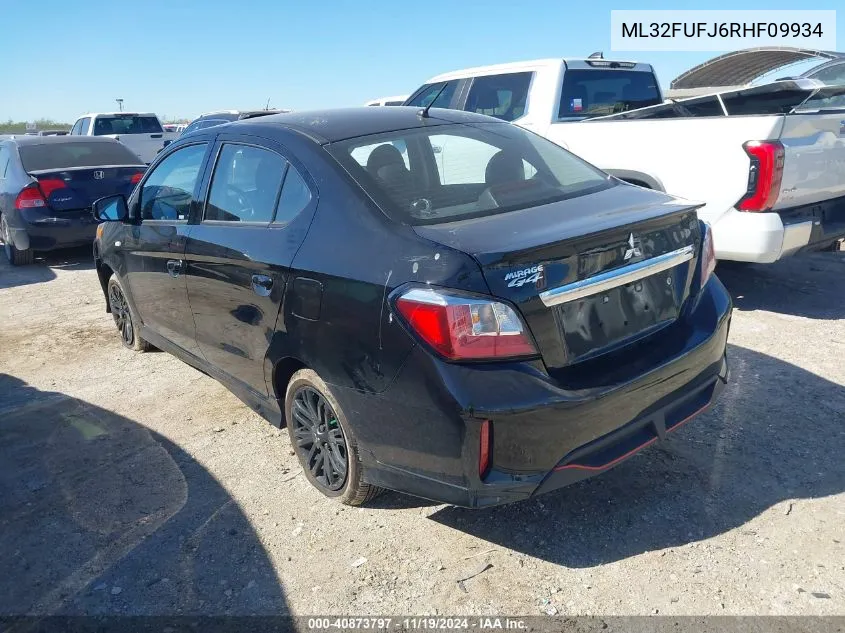 2024 Mitsubishi Mirage G4 Black Edition VIN: ML32FUFJ6RHF09934 Lot: 40873797