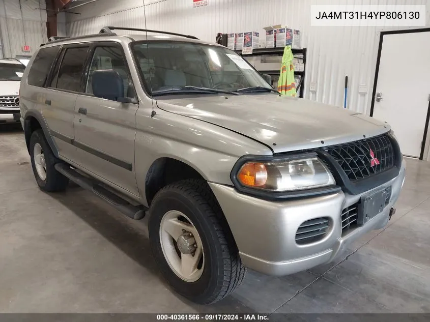 2000 Mitsubishi Montero Sport Ls/Xls VIN: JA4MT31H4YP806130 Lot: 40361566