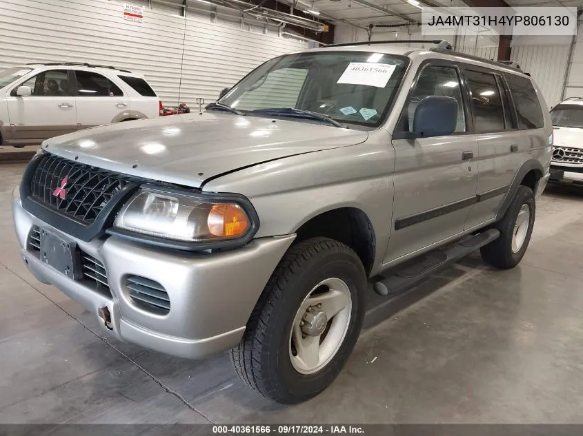 2000 Mitsubishi Montero Sport Ls/Xls VIN: JA4MT31H4YP806130 Lot: 40361566