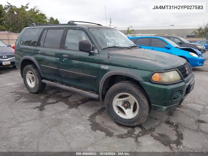 2000 Mitsubishi Montero Sport Ls/Xls VIN: JA4MT31H2YP027583 Lot: 40608543