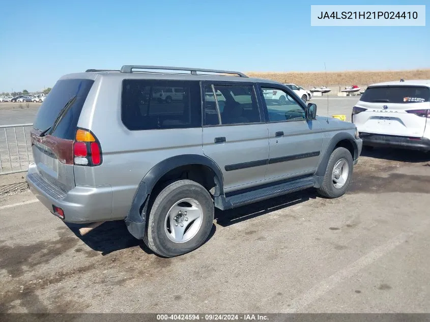 2001 Mitsubishi Montero Sport Es/Ls VIN: JA4LS21H21P024410 Lot: 40424594