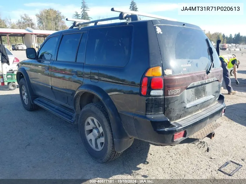 2001 Mitsubishi Montero Sport 3.5/Xls VIN: JA4MT31R71P020613 Lot: 40577181