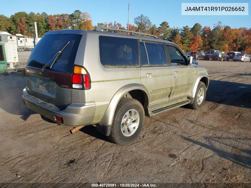 2001 Mitsubishi Montero Sport Ltd VIN: JA4MT41R91P026662 Lot: 40720091