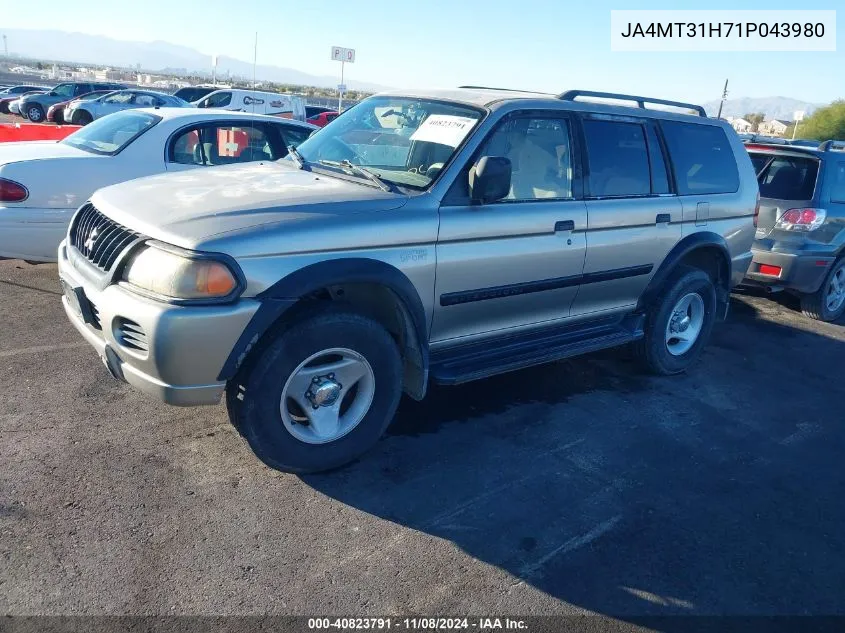 2001 Mitsubishi Montero Sport Xls VIN: JA4MT31H71P043980 Lot: 40823791