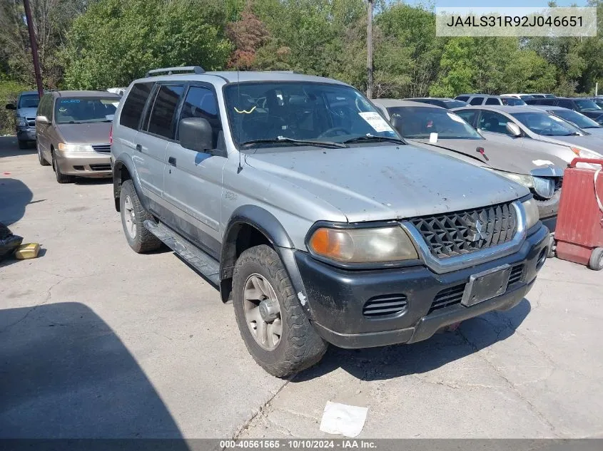 2002 Mitsubishi Montero Sport Xls VIN: JA4LS31R92J046651 Lot: 40561565