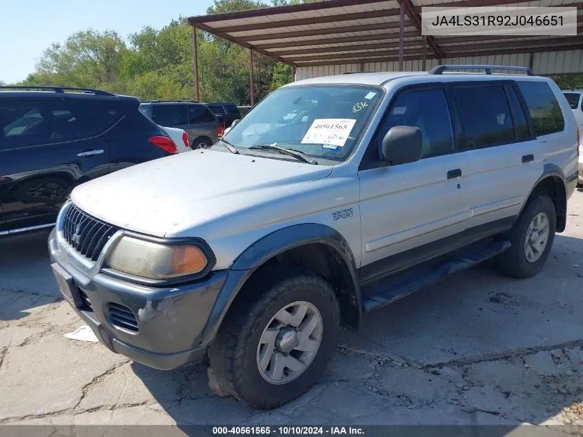 2002 Mitsubishi Montero Sport Xls VIN: JA4LS31R92J046651 Lot: 40561565