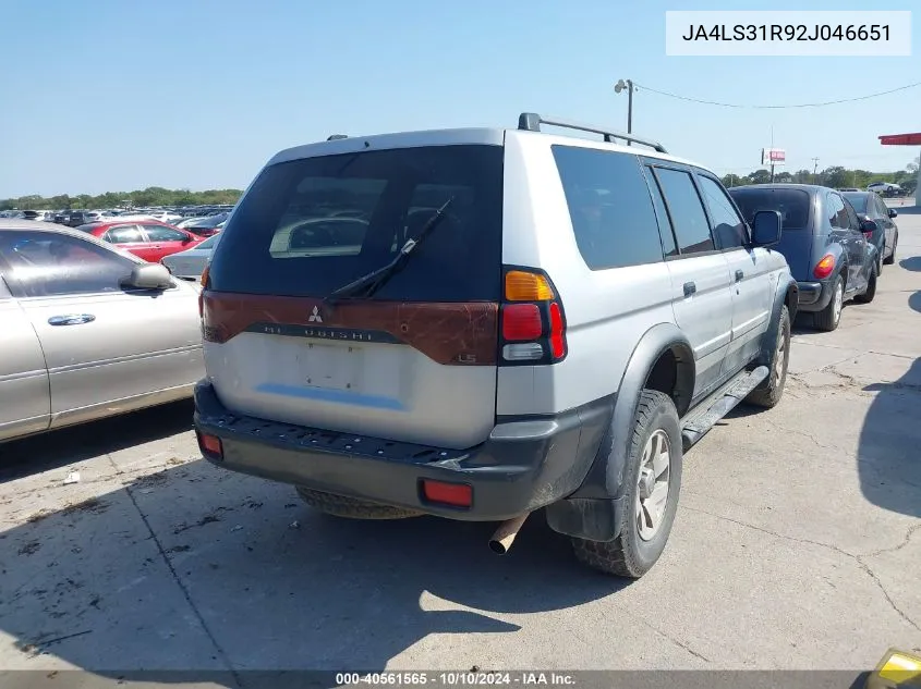 2002 Mitsubishi Montero Sport Xls VIN: JA4LS31R92J046651 Lot: 40561565