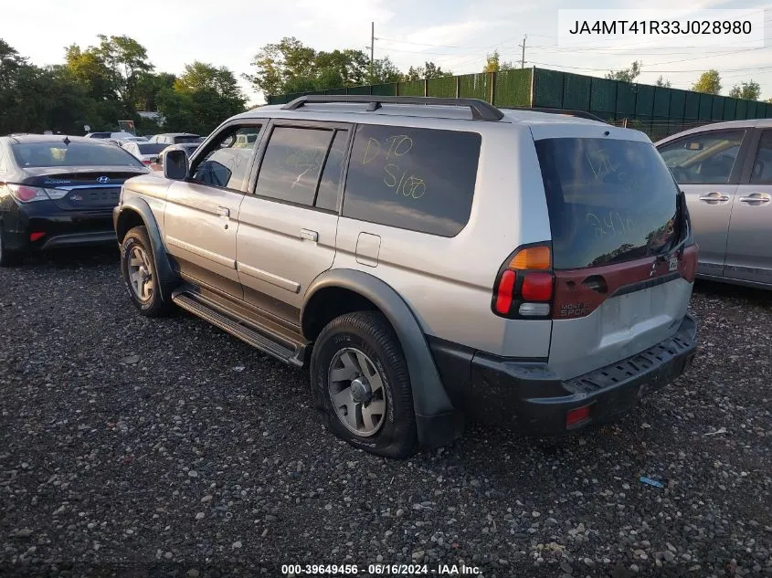 2003 Mitsubishi Montero Sport Ltd VIN: JA4MT41R33J028980 Lot: 39649456